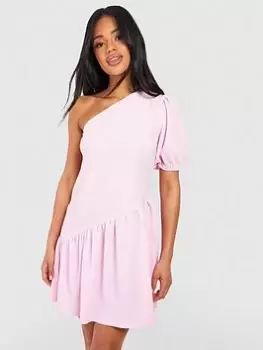 Boohoo Textured Asymmetric Drop Hem Smock Dress - Pink, Size 10, Women