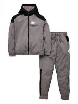 Boys, Nike Sportswear Winterized Tracksuit - Grey/Black/Volt Size M 10-12 Years