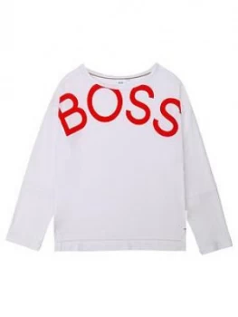 Hugo Boss Long Sleeve Logo Boxy T-Shirt White Size 16 Years Girls