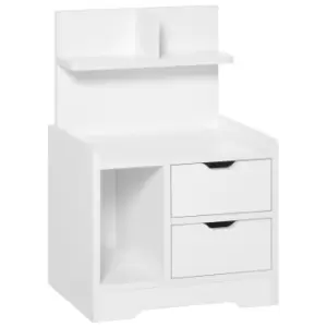 Homcom Storage Center Nightstand With 2 Drawers And Shelf White