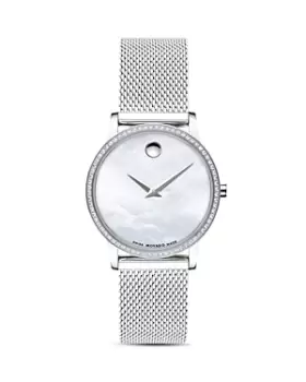 Movado Museum Classic Diamond Silver-Tone Watch, 28mm