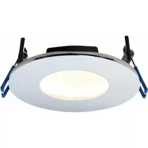 Chrome Recessed Bathroom Downlight - 9W Warm White LED Slim Ceiling Light