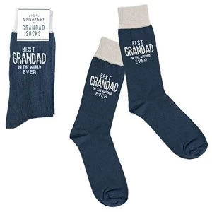 Best Grandad In The World Navy Blue Cotton Socks (One Random Supplied)