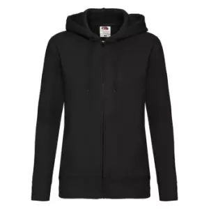 Fruit Of The Loom Ladies Lady-Fit Hooded Sweatshirt Jacket (M) (Black)