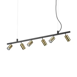 Dynamite Indoor Spotlight Ceiling Pendant Lamp 6 Lights Brass Satin, GU10