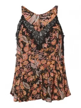 Free People Floral Printed Infinite Love Cami Black