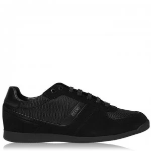 Hugo Boss Glaze Nylon Suede Trainers Black Suede 001 Men