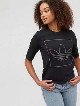 adidas Originals Embellished T-Shirt - Black, Size 12, Women