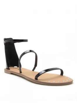 Qupid Athena 1273 Multi Strap Sandal Black Patent