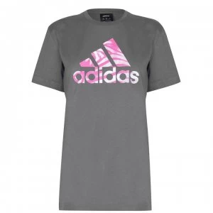 adidas Zebra Logo T Shirt Womens - Grey/White