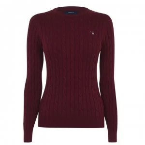 Gant Cotton crew neck cable jumper - Red 605