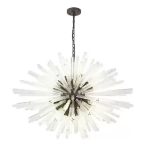 Luminosa 32 Light E27, Oval Pendant Brown Oxide , Clear Glass