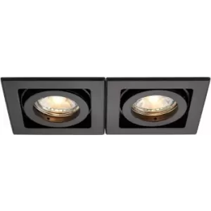 Loops - Twin Adjustable Recessed Boxed Downlight - 2 x 50W GU10 Reflector - Matt Black