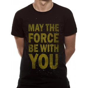 Star Wars - Force Text Mens Medium T-Shirt - Black