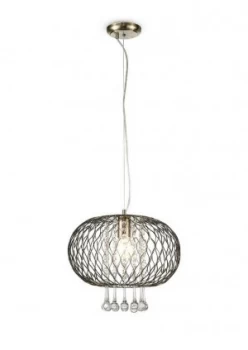 Large Ceiling Pendant 1 Light Antique Brass, Clear Glass