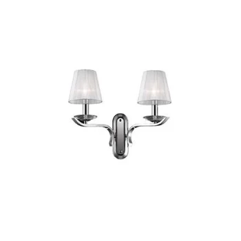 Pegaso 2 Light Indoor Candle Wall Light Chrome, White with Organza Shades, E14