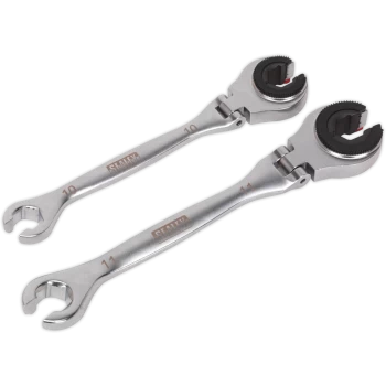 Sealey 2 Piece Ratcheting Brake Pipe Spanner Set