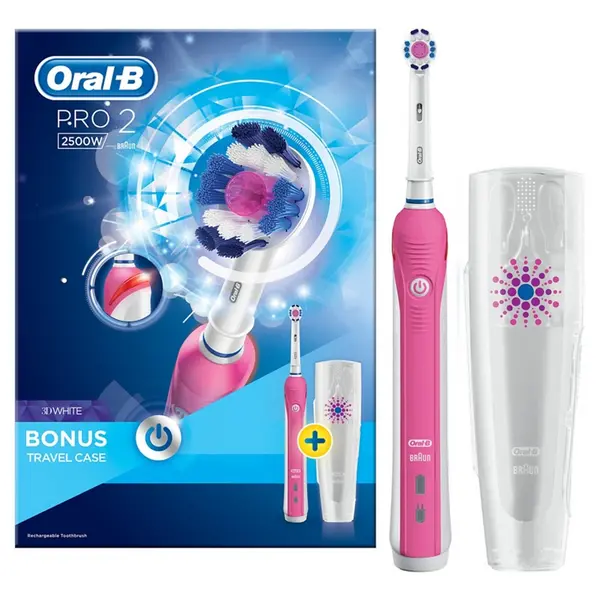 Oral B Pro 2 2500 Pink CrossAction Electric Toothbrush