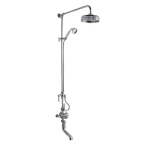 Hudson Reed Triple Thermostatic Shower Valve With Rigid Riser - Chrome/White