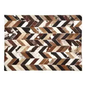 Genuine Cowhide Leather Rug in Natural Patchwork