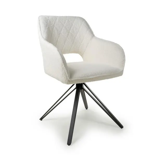 Shankar Lincoln Swivel Boucle White Dining Chair - White M