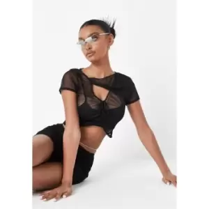 Missguided Panelled Crop Top - Black