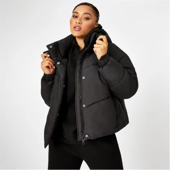 Jack Wills Eco Cropped Puffer Jacket - Black