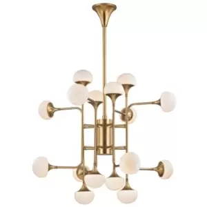 Fleming 16 Light Chandelier Brass, Glass, 3000K