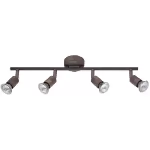 Fayetteville 4 Light Ceiling Spotlight Bar Rust Metal GU10 4x50W - Merano