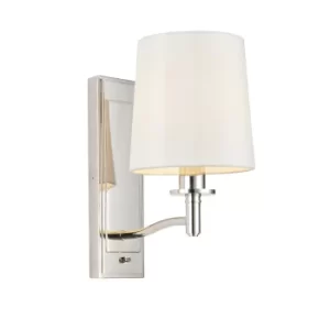 Ortona Vintage Wall Lamp Bright Nickel White Fabric Shades with Toggle Switch