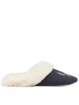 Joules Slippet Luxe Reindeer Slipper - Navy, Size S, Women