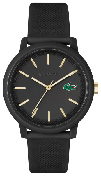 Lacoste Ladies 12:12 Gold Mark Black Strap Watch