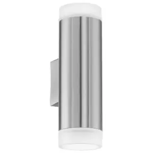 IP44 Outdoor Up & Down Wall Light Stainless Steel 2x 3W GU10 Bulb Porch Lamp