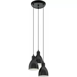 Hanging Ceiling Pendant Light Black & White Steel 3 x 40W E27 Bulb