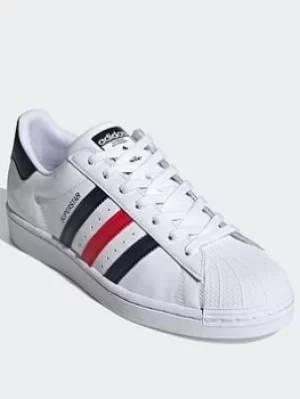 adidas Originals Superstar Shoes, White/Red, Size 11.5, Women