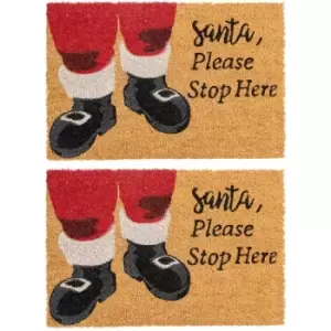 Christmas Coir Door Mats - 60 x 40cm - Santa - Pack of 2 - Nicola Spring