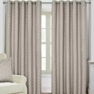 Homecapes Natural Geometric Jacquard Blackout Eyelet Curtain Pair, 66 x 54'