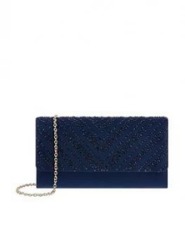 Monsoon Hannah Heatseal Occasion Clutch Bag - Navy