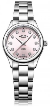 Rotary Womens Oxford Diamond Pink Dial Stainless Steel Watch