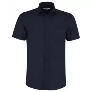 Kustom Kit Mens Short Sleeve Tailored Poplin Shirt (16.5) (Dark Navy)