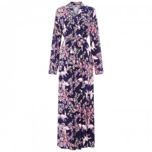 Biba Chinoiserie Maxi Robe - Navy