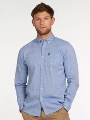 Barbour Linen Mix Shirt, Blue, Size S, Men