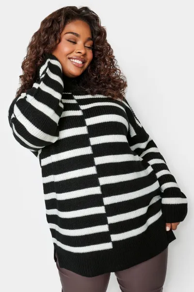 Contrast Stripe Turtle Neck Jumper