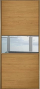 Wickes Sliding Wardrobe Door Fineline Oak Panel and Mirror - 2220 x 762mm