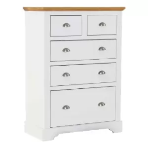 Seconique Toledo 3+2 Drawer Chest - White/Oak Effect