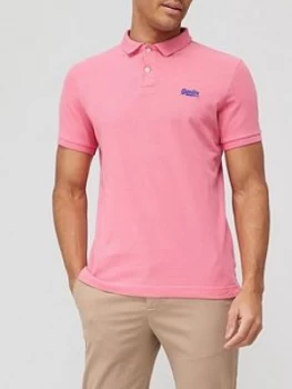 Superdry Classic Pique Short Sleeve Polo Shirt - Pink, Size L, Men