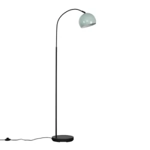 Curva Dark Grey Floor Lamp with Pale Blue Arco Shade