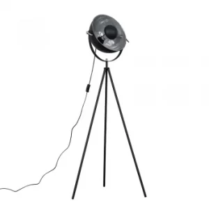 Morpho Grey Tripod Floor Lamp with Silver Inner Shade