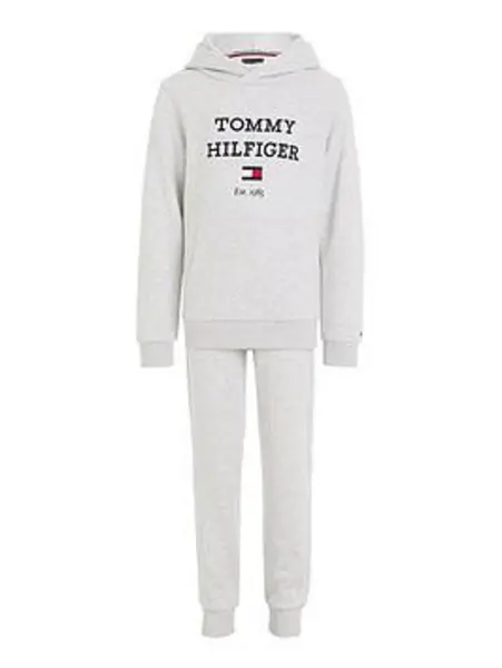 Tommy Hilfiger Boys Th Logo Hoodie Sweatset - Light Grey Marl, Light Grey, Size Age: 8 Years