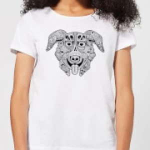 Mr Pickles Pattern Face Womens T-Shirt - White - 3XL